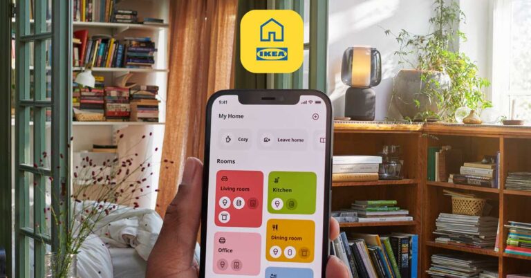 IKEA smart home app controllo stanze dispositivi Matter iPhone schermata My Home