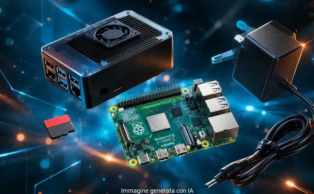 Kit hardware completo per Home Assistant con scheda Raspberry Pi, alimentatore originale ufficiale, memoria MicroSD High Endurance e case dissipatore